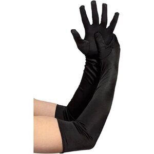 Women's Elbow Length Black Long Satin Gloves Costume Princess Party Accessories